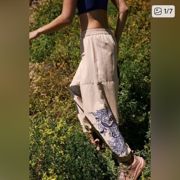 FP Movement by Free People Beige Joggers with Blue Accents - Picture 2 of 3